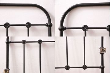 アンティーク家具　フランスアンティーク　メンズライクスタイルにおすすめ!金網のようなデザインがおしゃれなベッドフレーム(飾り棚、陳列棚、シングル)(R-049631)