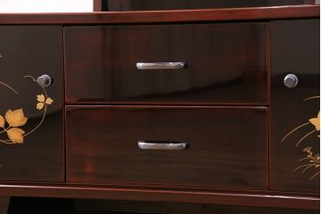未使用　新古品　最高級　勝月銘　蒔絵入り　本漆溜塗り　四季折々の草花の蒔絵が情緒溢れる鏡台(定価約95万円)(姿見、ドレッサー)(R-049635)