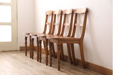 中古　美品　横浜クラシック家具　ダニエル(daniel)　ダイニングチェア4脚セット(椅子、板座チェア)(R-049636)