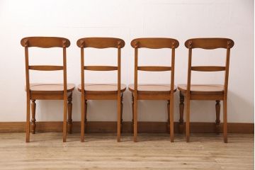 中古　美品　横浜クラシック家具　ダニエル(daniel)　ダイニングチェア4脚セット(椅子、板座チェア)(R-049636)