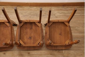 中古　美品　横浜クラシック家具　ダニエル(daniel)　ダイニングチェア4脚セット(椅子、板座チェア)(R-049636)