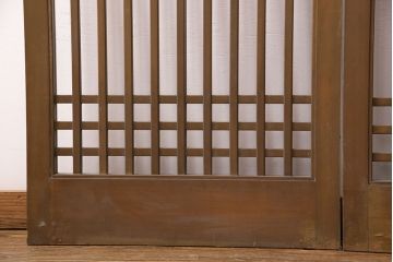 アンティーク建具　ペイント仕上げ限定　情緒漂う雰囲気づくりにおすすめのガラス入り格子戸2枚セット(引き戸、建具、玄関戸)(R-049641)