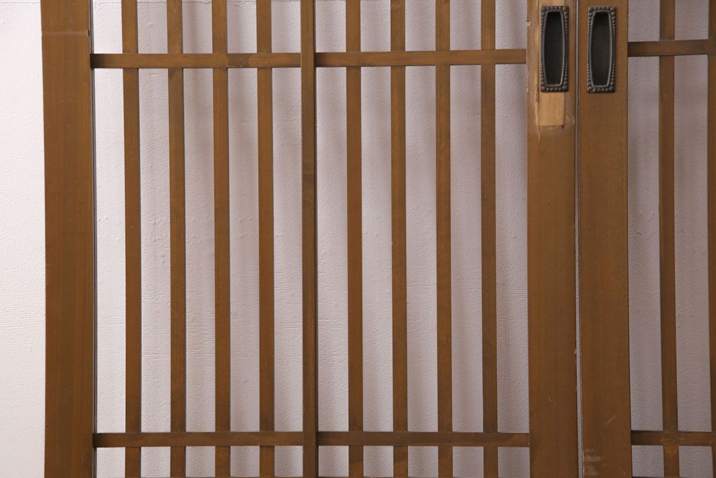 アンティーク建具　ペイント仕上げ限定　情緒漂う雰囲気づくりにおすすめのガラス入り格子戸2枚セット(引き戸、建具、玄関戸)(R-049641)