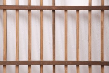 アンティーク建具　昭和初期　時を重ねた木の味わいが魅力の格子戸(玄関戸、引き戸、建具)(R-049642)