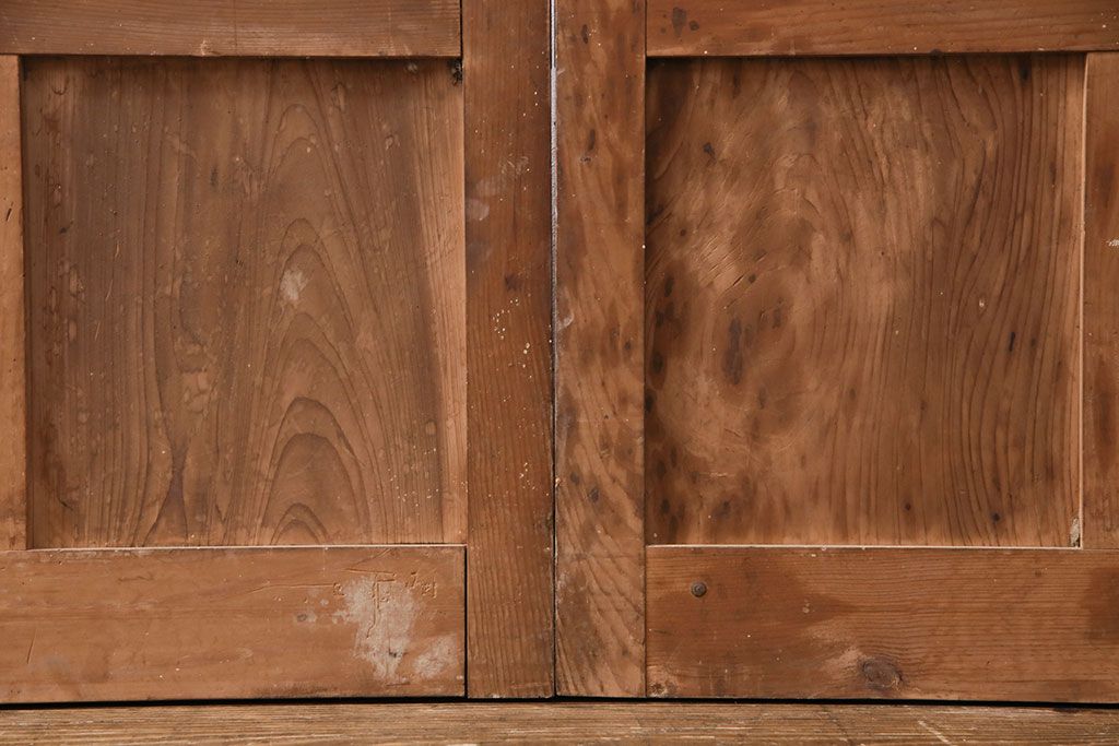 アンティーク建具　昭和初期　時を重ねた木の味わいが魅力の格子戸(玄関戸、引き戸、建具)(R-049642)