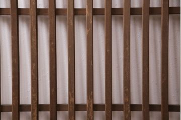 アンティーク建具　ヒノキ材　ガラス入り格子戸2枚セット(玄関戸、引き戸、建具)(R-049643)