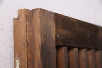 アンティーク建具　ヒノキ材　ガラス入り格子戸2枚セット(玄関戸、引き戸、建具)(R-049643)