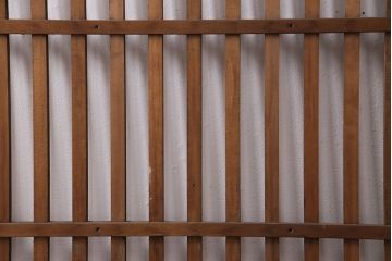 アンティーク建具　ヒノキ材　ガラス入り格子戸2枚セット(玄関戸、引き戸、建具)(R-049643)