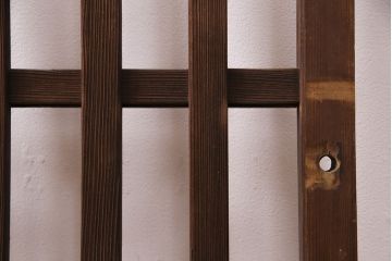 アンティーク建具　昭和中期　ガラス入り格子戸2枚セット(玄関戸、引き戸、建具)(R-049644)