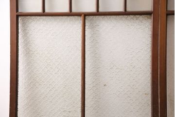アンティーク建具　凝ったデザインがおしゃれなガラス戸2枚セット(引き戸、建具)(R-049645)