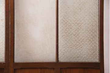 アンティーク建具　凝ったデザインがおしゃれなガラス戸2枚セット(引き戸、建具)(R-049645)