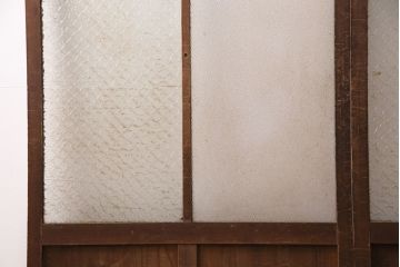 アンティーク建具　凝ったデザインがおしゃれなガラス戸2枚セット(引き戸、建具)(R-049645)