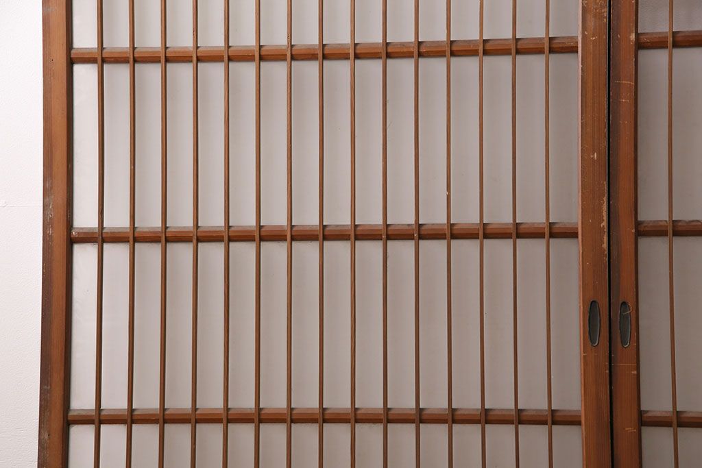 アンティーク建具 和製アンティーク ガラス入り格子戸2枚セット(引き戸、ガラス戸)(R-049646)