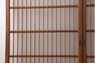 アンティーク建具 和製アンティーク ガラス入り格子戸2枚セット(引き戸、ガラス戸)(R-049646)