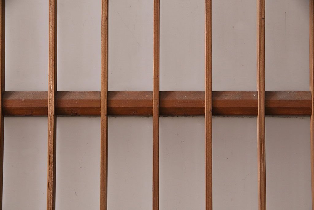 アンティーク建具 和製アンティーク ガラス入り格子戸2枚セット(引き戸、ガラス戸)(R-049646)