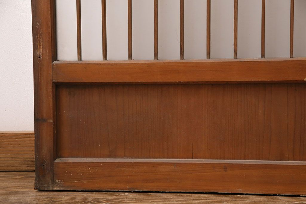 アンティーク建具 和製アンティーク ガラス入り格子戸2枚セット(引き戸、ガラス戸)(R-049646)