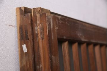 アンティーク建具 和製アンティーク ガラス入り格子戸2枚セット(引き戸、ガラス戸)(R-049646)