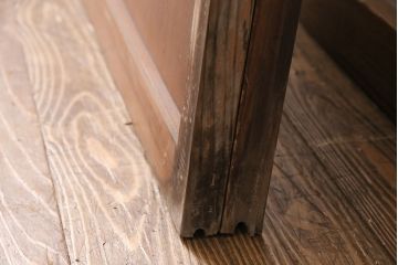 アンティーク建具 和製アンティーク ガラス入り格子戸2枚セット(引き戸、ガラス戸)(R-049646)