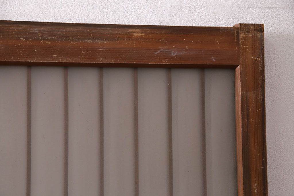 アンティーク建具 和製アンティーク ガラス入り格子戸2枚セット(引き戸、ガラス戸)(R-049646)