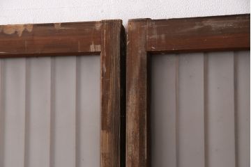 アンティーク建具 和製アンティーク ガラス入り格子戸2枚セット(引き戸、ガラス戸)(R-049646)