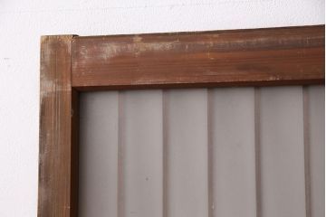 アンティーク建具 和製アンティーク ガラス入り格子戸2枚セット(引き戸、ガラス戸)(R-049646)