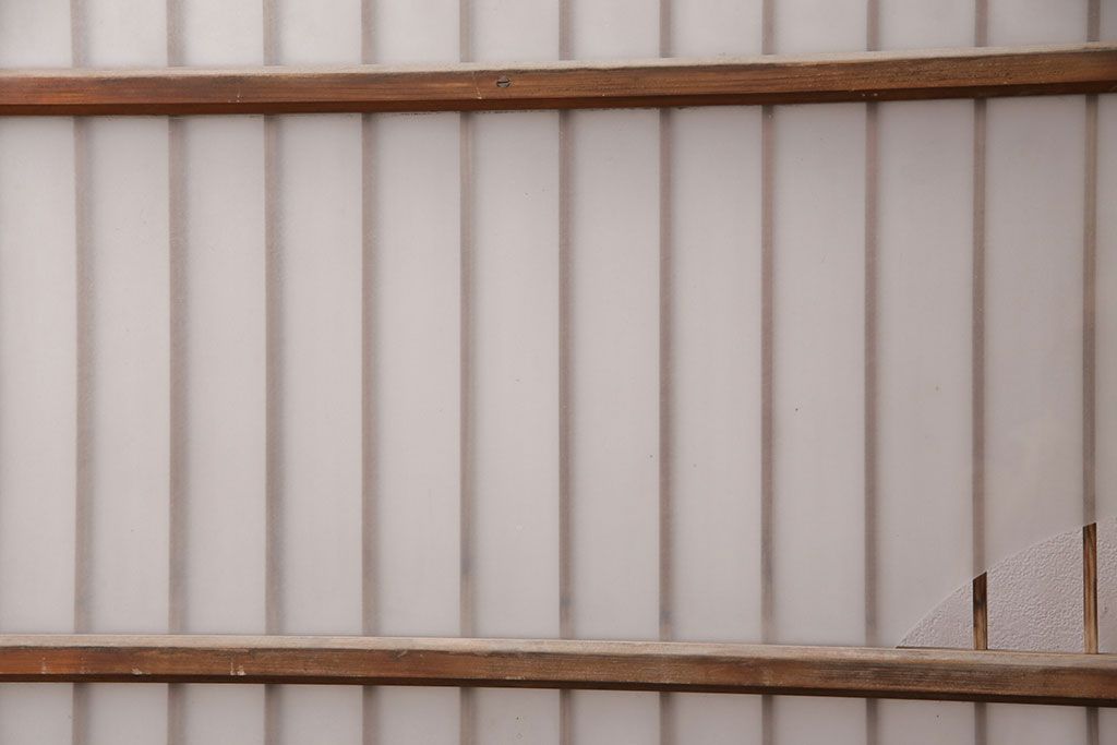 アンティーク建具 和製アンティーク ガラス入り格子戸2枚セット(引き戸、ガラス戸)(R-049646)