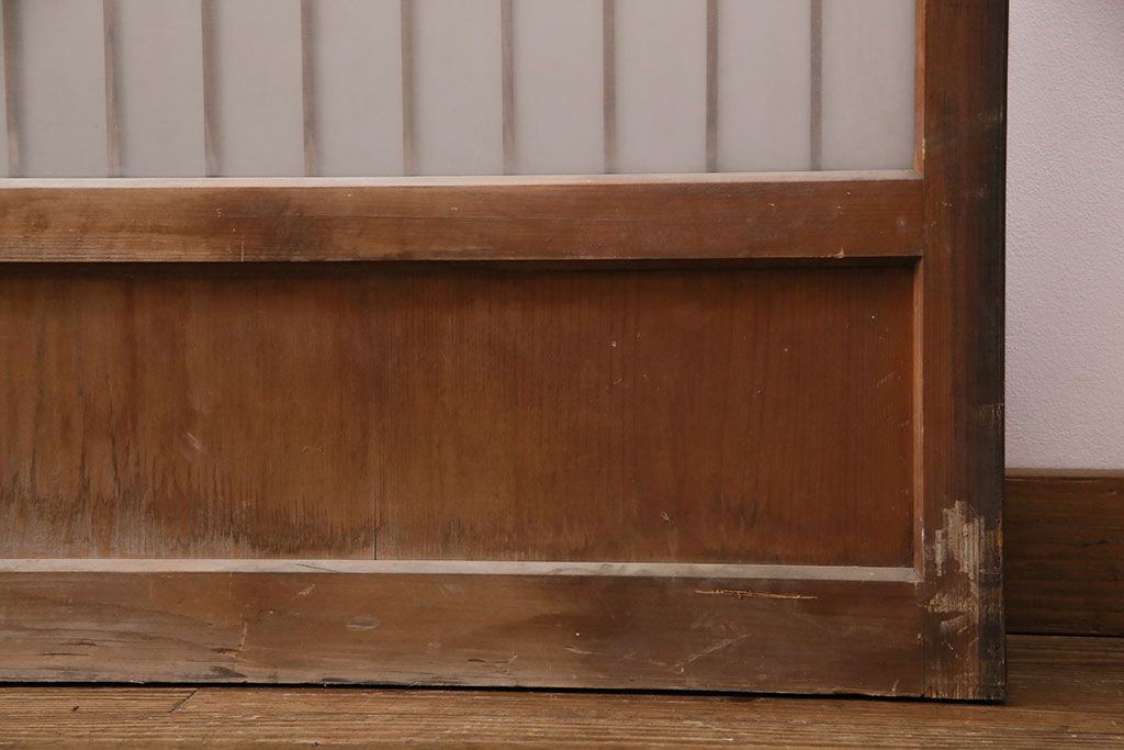 アンティーク建具 和製アンティーク ガラス入り格子戸2枚セット(引き戸、ガラス戸)(R-049646)