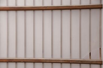 アンティーク建具　和製アンティーク　ガラス入り格子戸2枚セット(引き戸、ガラス戸)(R-049646)