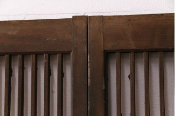 アンティーク建具　和製アンティーク　ガラス入り格子戸4枚セット(建具、引き戸)(R-049647)