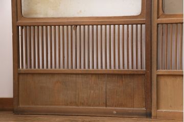 アンティーク建具　和製アンティーク　ガラス入り格子戸4枚セット(建具、引き戸)(R-049647)