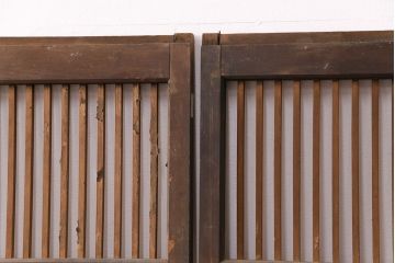 アンティーク建具　和製アンティーク　ガラス入り格子戸4枚セット(建具、引き戸)(R-049647)