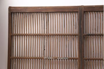 アンティーク建具　和製アンティーク　ガラス入り格子戸4枚セット(建具、引き戸)(R-049647)