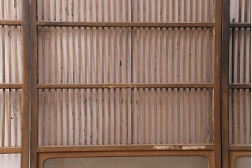 アンティーク建具　和製アンティーク　ガラス入り格子戸4枚セット(建具、引き戸)(R-049647)