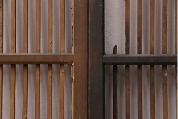アンティーク建具　和製アンティーク　ガラス入り格子戸4枚セット(建具、引き戸)(R-049647)