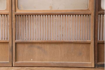 アンティーク建具　和製アンティーク　ガラス入り格子戸4枚セット(建具、引き戸)(R-049647)