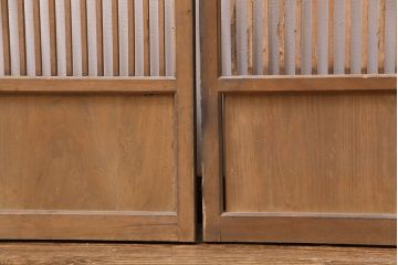 アンティーク建具　和製アンティーク　ガラス入り格子戸4枚セット(建具、引き戸)(R-049647)