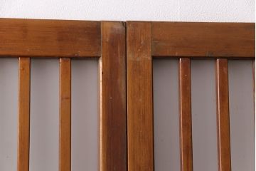 アンティーク建具　和製アンティーク　ペイント仕上げ限定　シンプルなデザインの格子戸2枚セット(建具、引き戸、玄関戸)(R-049648)