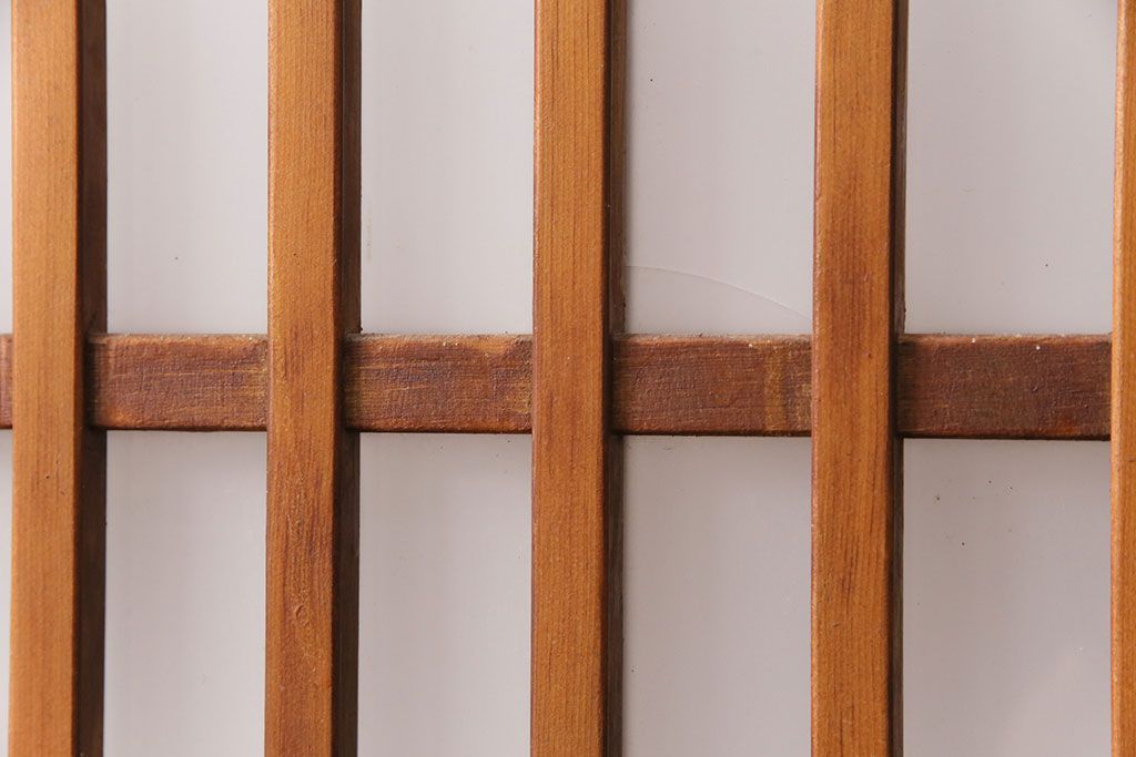 アンティーク建具　和製アンティーク　ペイント仕上げ限定　シンプルなデザインの格子戸2枚セット(建具、引き戸、玄関戸)(R-049648)