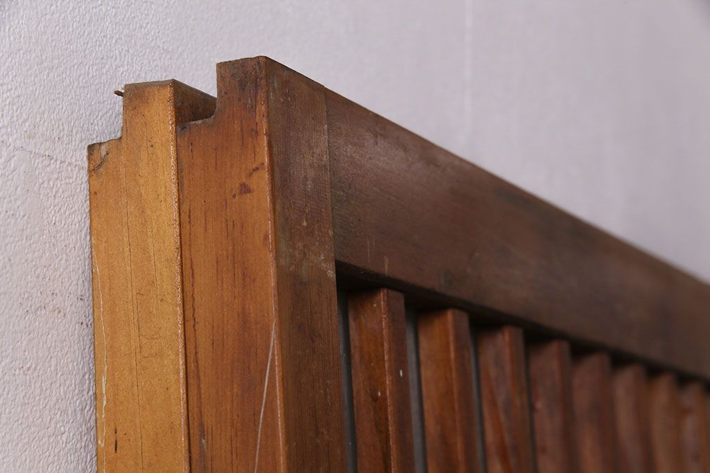 アンティーク建具　和製アンティーク　ペイント仕上げ限定　シンプルなデザインの格子戸2枚セット(建具、引き戸、玄関戸)(R-049648)