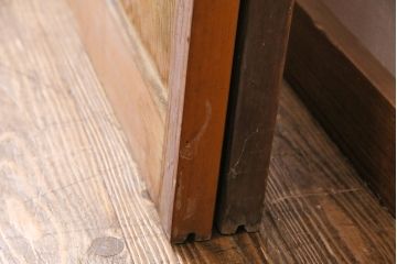 アンティーク建具　和製アンティーク　ペイント仕上げ限定　シンプルなデザインの格子戸2枚セット(建具、引き戸、玄関戸)(R-049648)