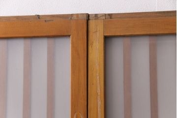 アンティーク建具　和製アンティーク　ペイント仕上げ限定　シンプルなデザインの格子戸2枚セット(建具、引き戸、玄関戸)(R-049648)