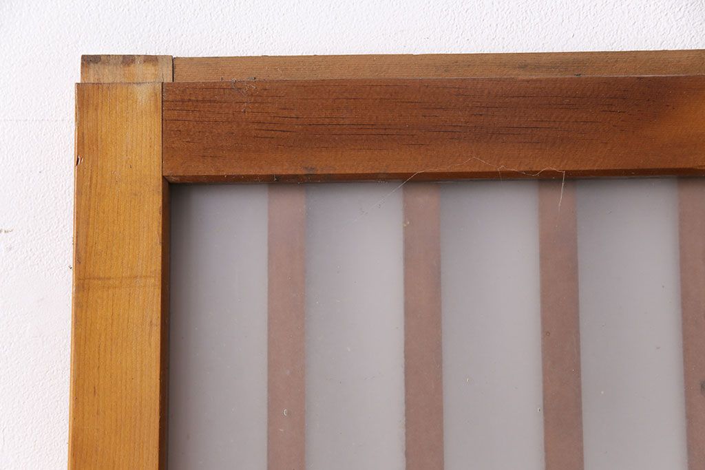 アンティーク建具　和製アンティーク　ペイント仕上げ限定　シンプルなデザインの格子戸2枚セット(建具、引き戸、玄関戸)(R-049648)