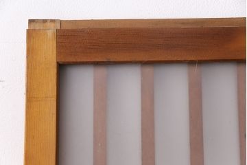 アンティーク建具　和製アンティーク　ペイント仕上げ限定　シンプルなデザインの格子戸2枚セット(建具、引き戸、玄関戸)(R-049648)