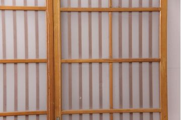 アンティーク建具　和製アンティーク　ペイント仕上げ限定　シンプルなデザインの格子戸2枚セット(建具、引き戸、玄関戸)(R-049648)