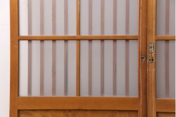 アンティーク建具　和製アンティーク　ペイント仕上げ限定　シンプルなデザインの格子戸2枚セット(建具、引き戸、玄関戸)(R-049648)