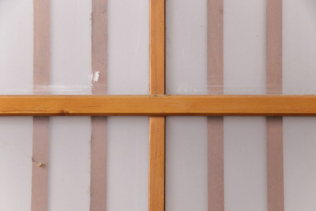 アンティーク建具　和製アンティーク　ペイント仕上げ限定　シンプルなデザインの格子戸2枚セット(建具、引き戸、玄関戸)(R-049648)