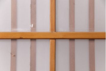 アンティーク建具　和製アンティーク　ペイント仕上げ限定　シンプルなデザインの格子戸2枚セット(建具、引き戸、玄関戸)(R-049648)