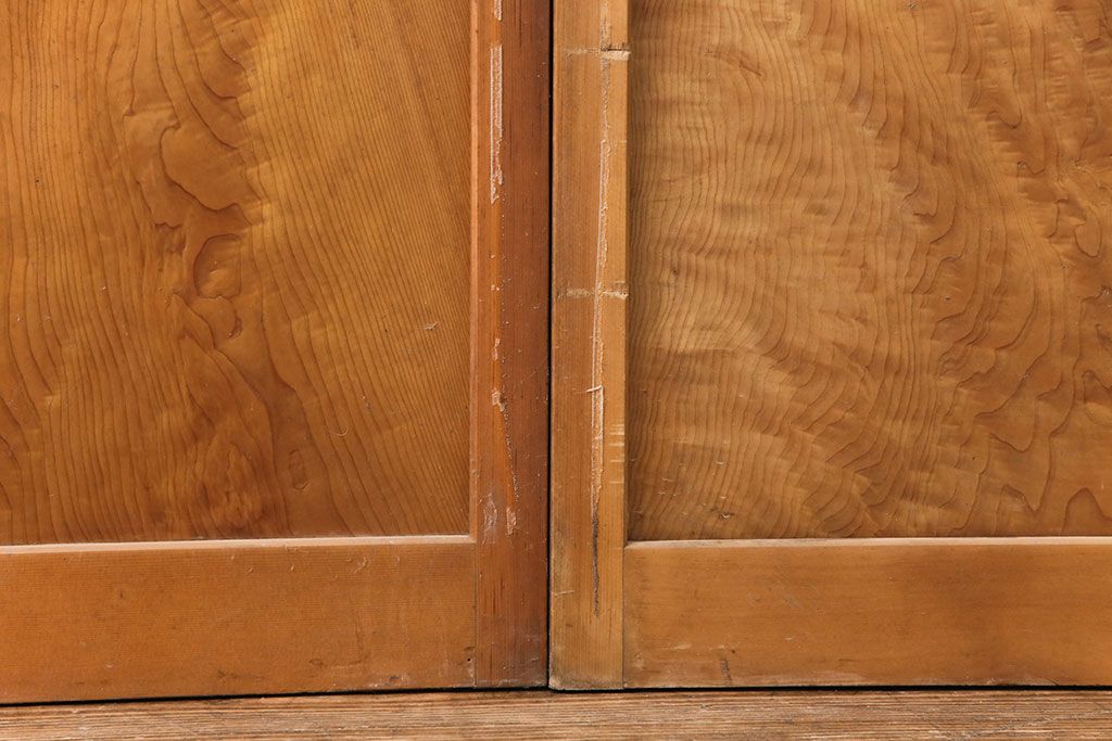 アンティーク建具　和製アンティーク　ペイント仕上げ限定　シンプルなデザインの格子戸2枚セット(建具、引き戸、玄関戸)(R-049648)