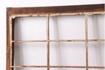 アンティーク建具　障子と花菱ガラスの珍しいデザインが魅力のガラス戸2枚セット(引き戸、障子戸、建具)(R-049649)