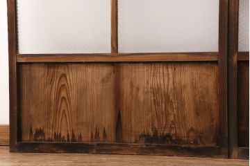 アンティーク建具　障子と花菱ガラスの珍しいデザインが魅力のガラス戸2枚セット(引き戸、障子戸、建具)(R-049649)
